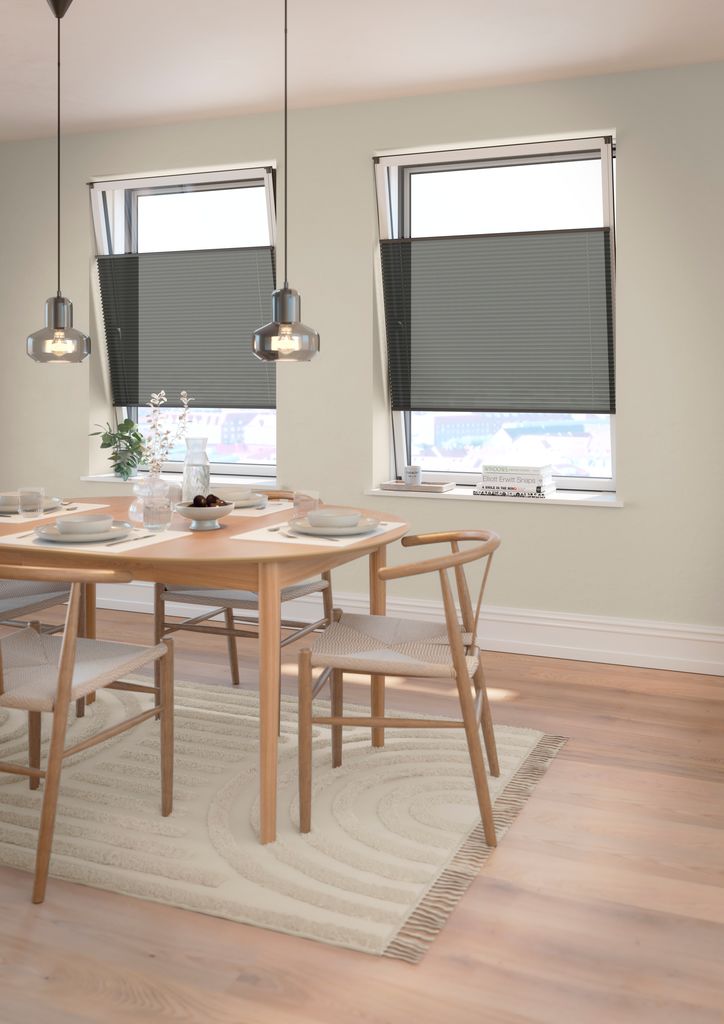 Rideau plissé HVEN 60x130cm gris (haut/bas)