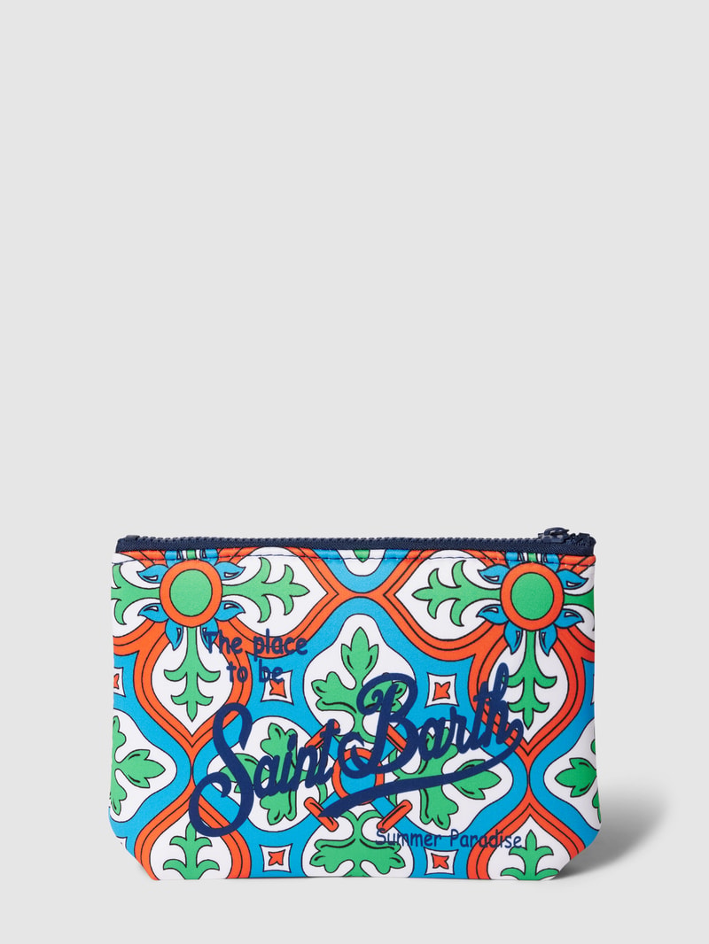 Kulturtasche mit Allover-Muster Modell 'ALINE SPONGE' in orange