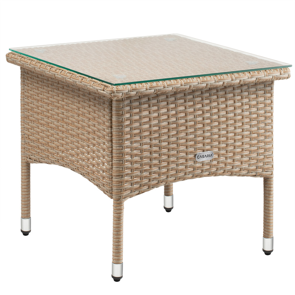 Casaria Gartentisch Beistelltisch Polyrattan 50x50x45 cm creme