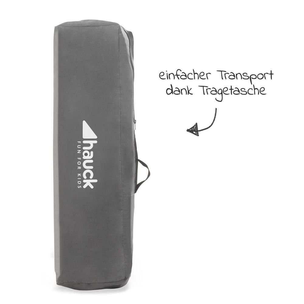 Hauck Baby-Reisebett Play'n Relax Center - Melange Charcoal, 7-tlg., Kinderreisebett mit Matratze, Insektenschutz, Wickelauflage - faltbar