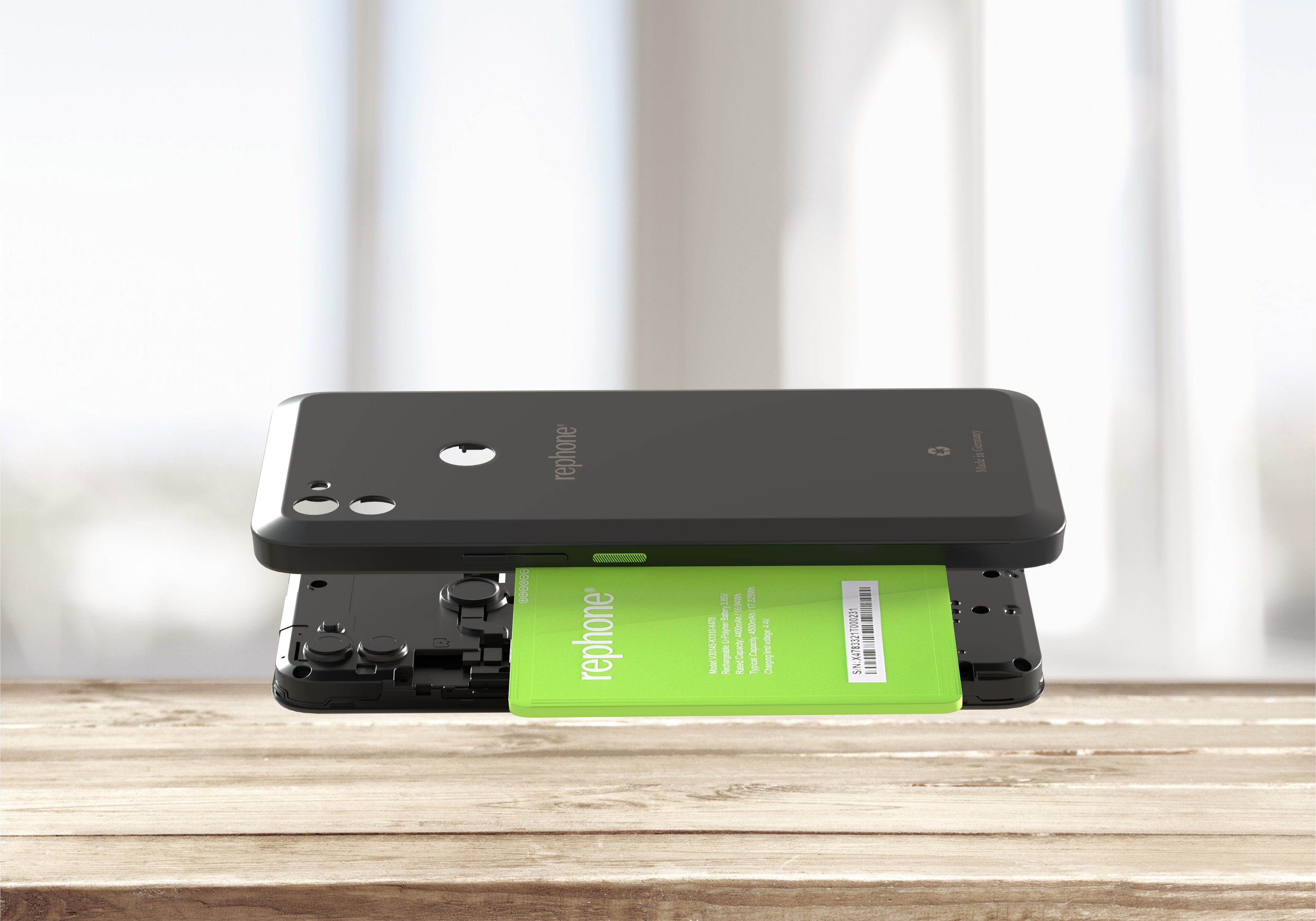 rephone REPHONE Powered by Gigaset 128 GB Schwarz Dual SIM Handy (6,3 Zoll, 128 GB Speicherplatz, 64 MP Kamera)