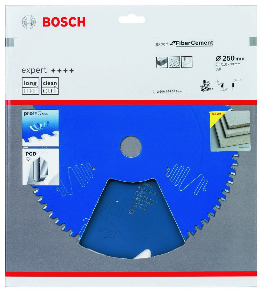 Bosch Blue Accessories 2608644349 Tarcza tnąca z węglików spiekanych Expert do włóknocementu 250 x 30 x 6T