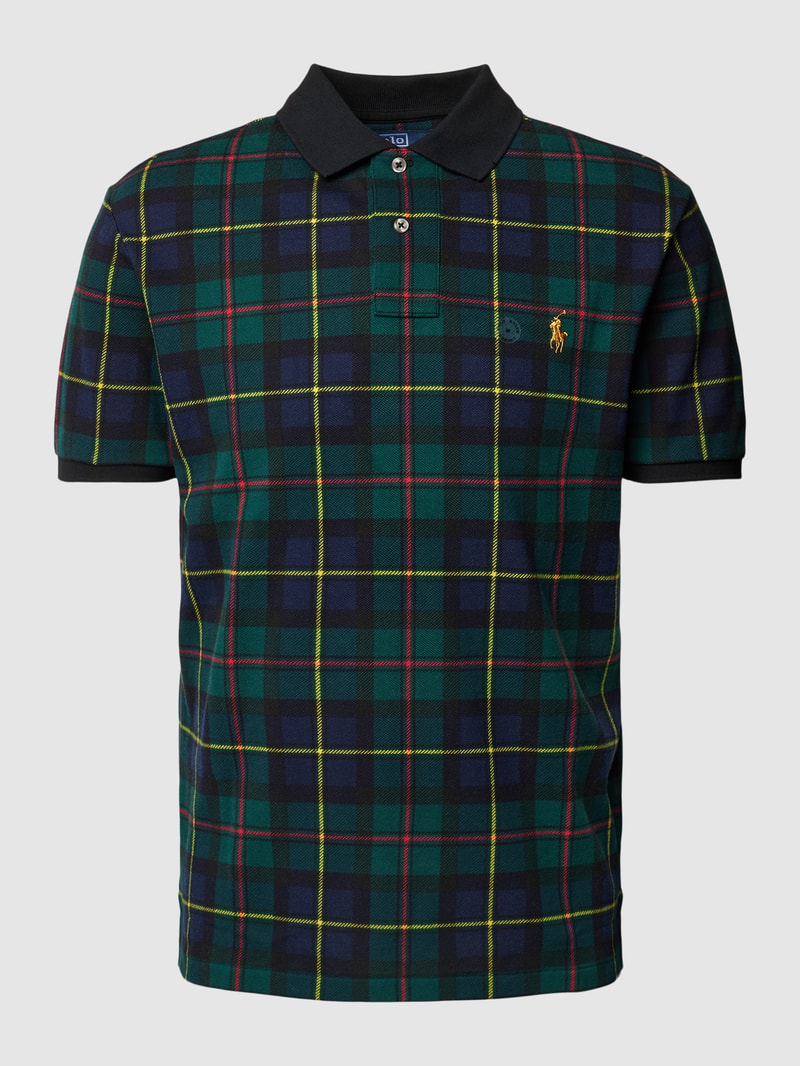 Poloshirt mit Tartan-Muster und 2-Knopfleiste in grün