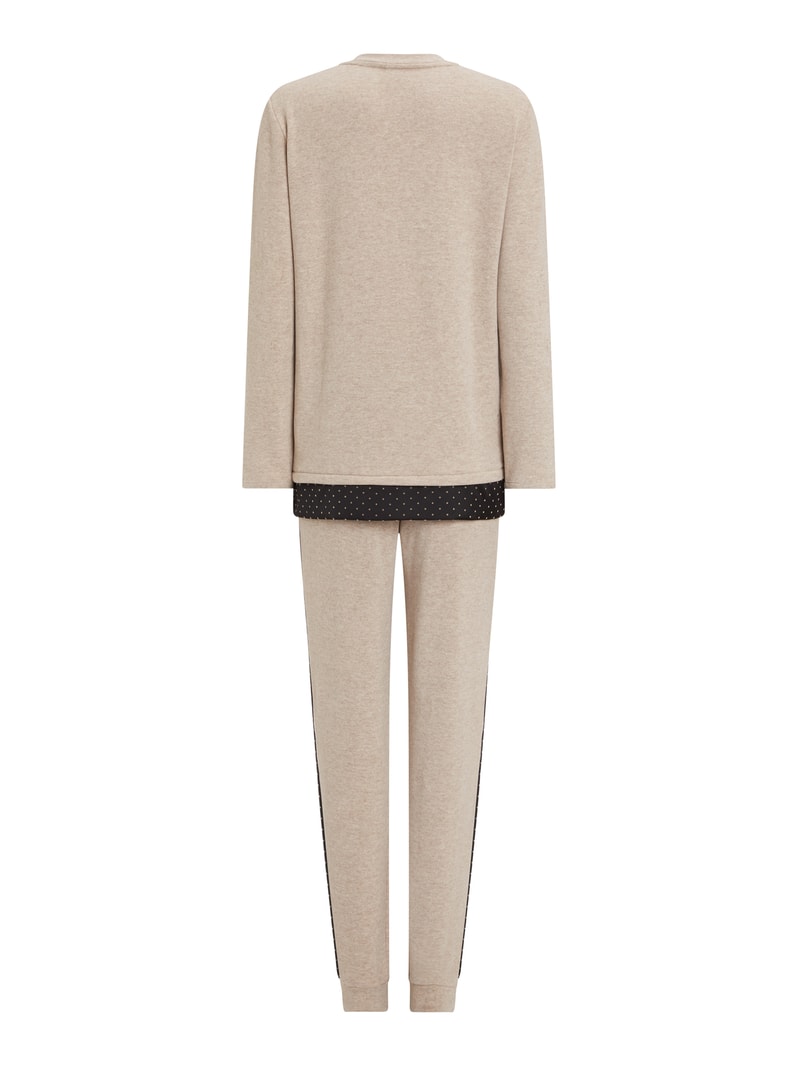 Loungewear mit Punktmuster in beige