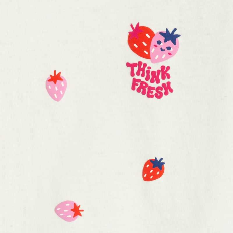 T-shirt bébé fille écru à motifs fraises beige Catimini