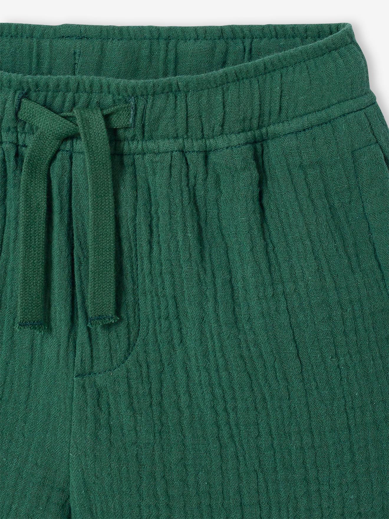 Ensemble tee-shirt et short en gaze de coton vert sapin