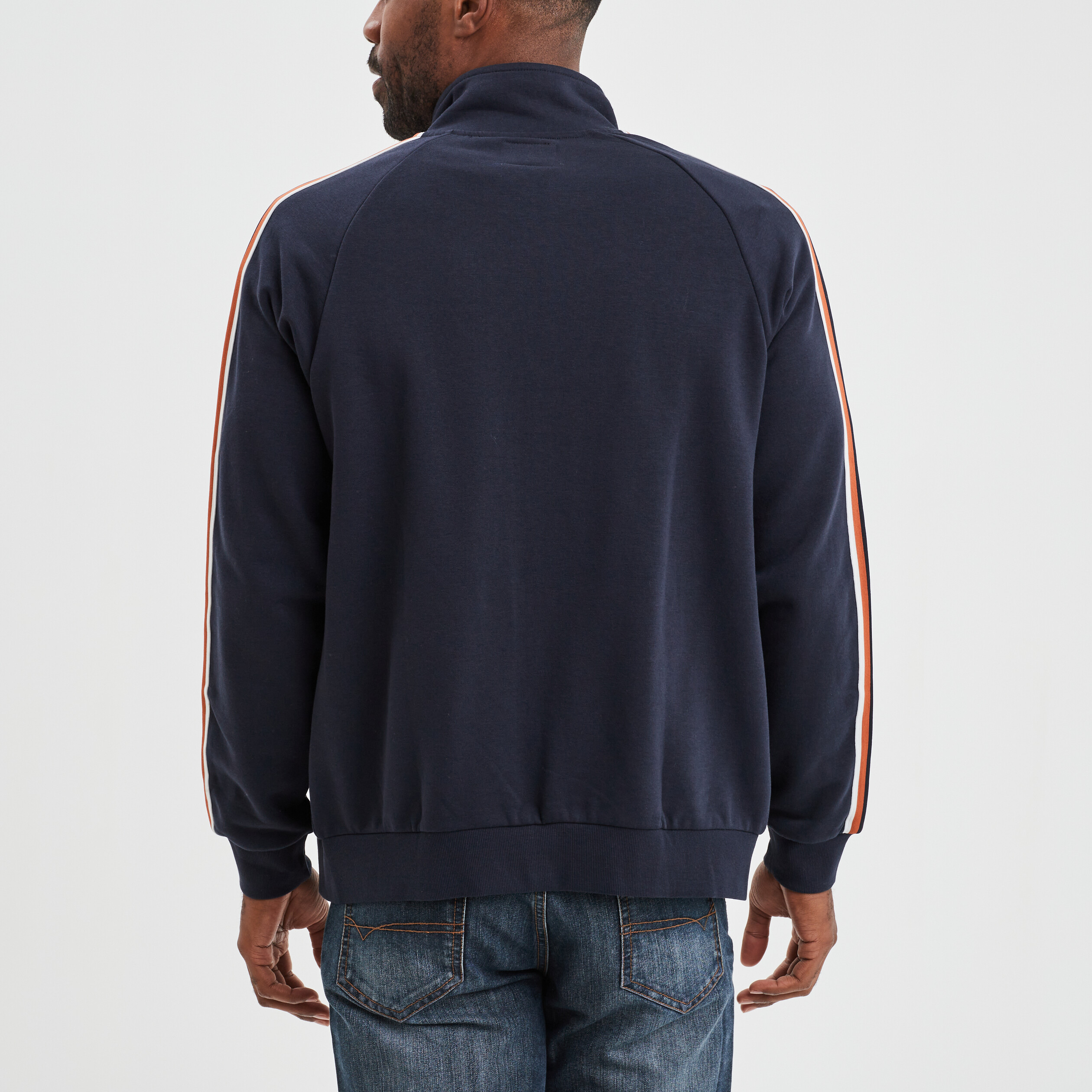 Sweat zippé col montant et bandes Creeks bleu foncé homme | La Halle