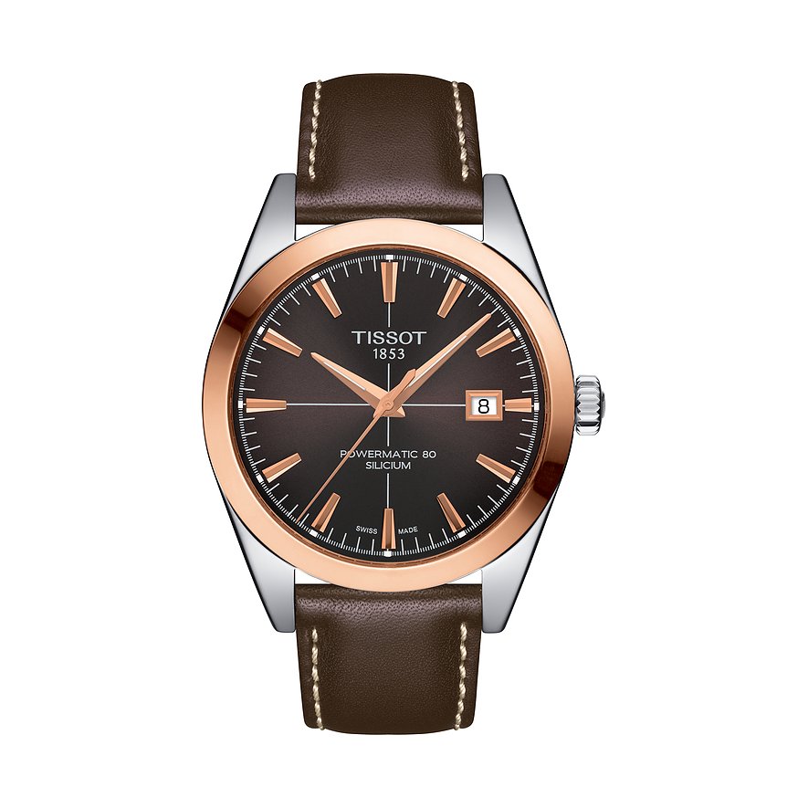 Tissot Herrenuhr Gentleman Powermatic 80 Silicium Solid 18K Goldlünette
