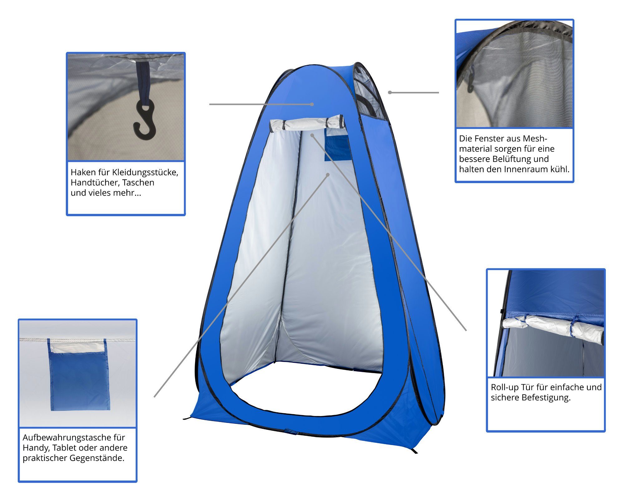 Stagecaptain Campingtoilette Quixie Toilet - Festival- und Reisetoilette, (Privacy Handwash Set, 3-St., inkl. Sichtschutz-Zelt, Handwaschbecken und 10 Auffangbeutel), für Kinder und Erwachsene - Mit Handwaschsprayer