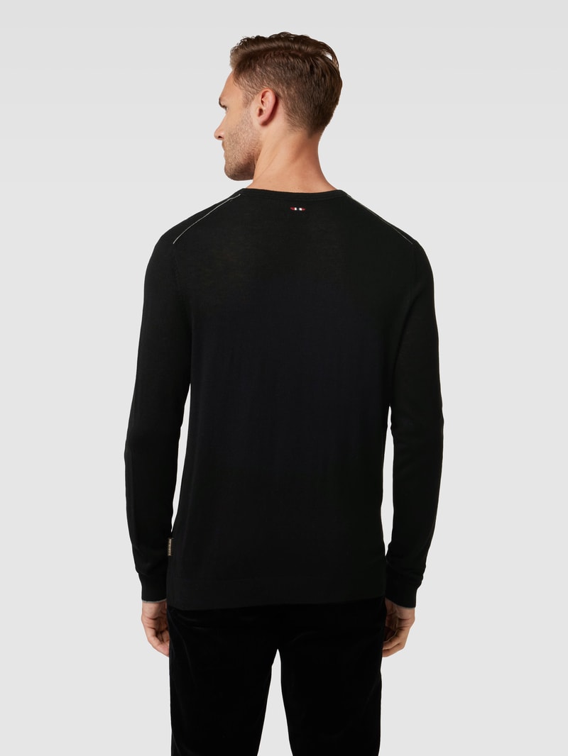 Longsleeve mit Label-Stitching Modell 'DAMAVAND' in schwarz