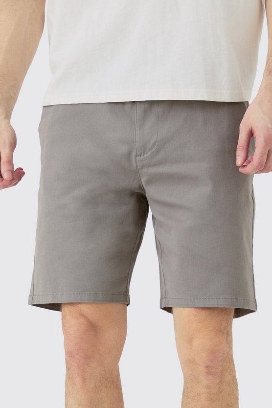 Tall Slim-Fit Chino-Shorts in Grau