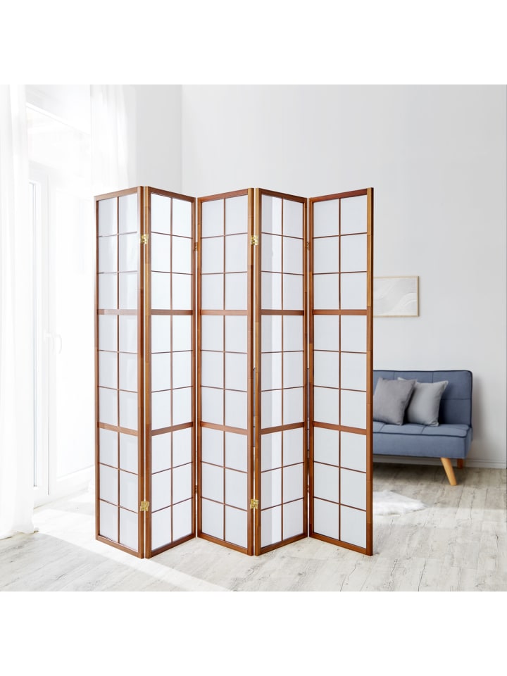 Homestyle4u 5-tlg. Paravent Shoji in Braun 220x175 cm günstig kaufen onesize