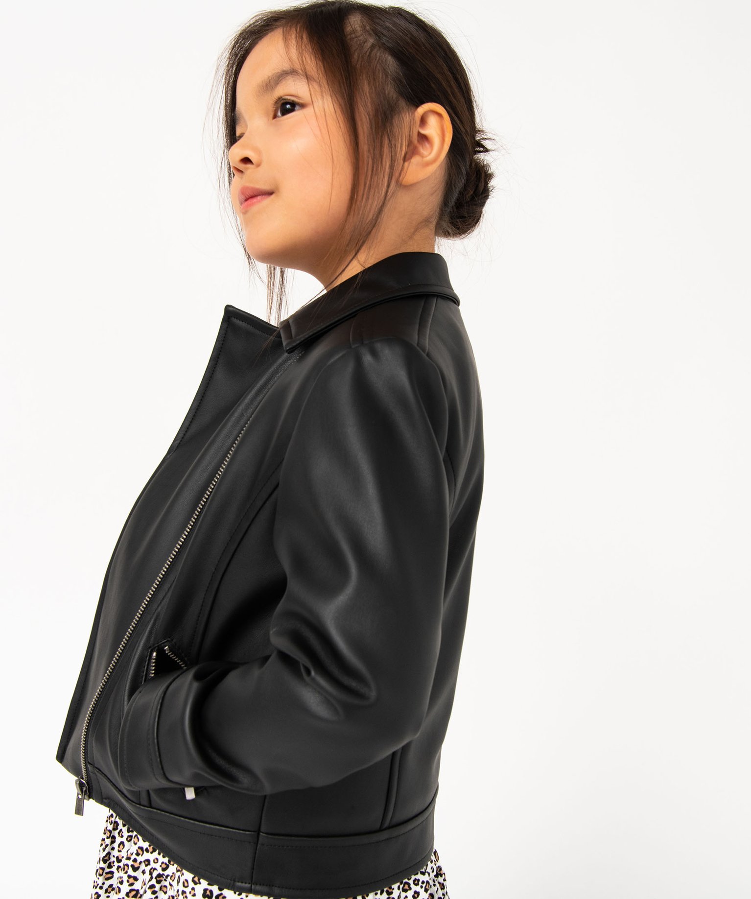Blouson zippé look rock à doublure duveteuse fille noir | GEMO
