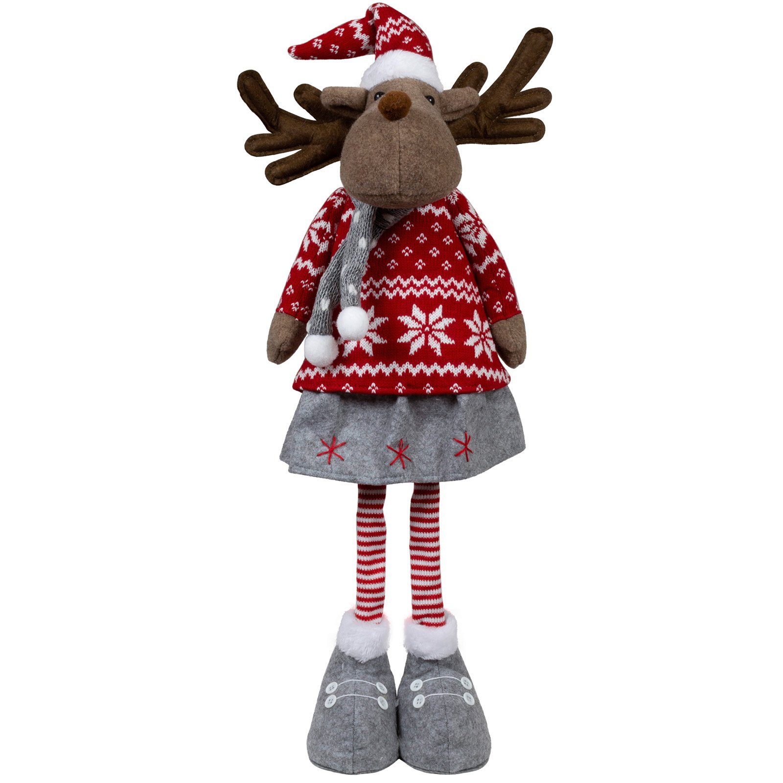 Christmas Paradise Weihnachtsfigur Elch 60cm (72cm) stehend, XL (Dekofiguren, 2 St., im Set), Weihnachten, Rentier, grau-rot