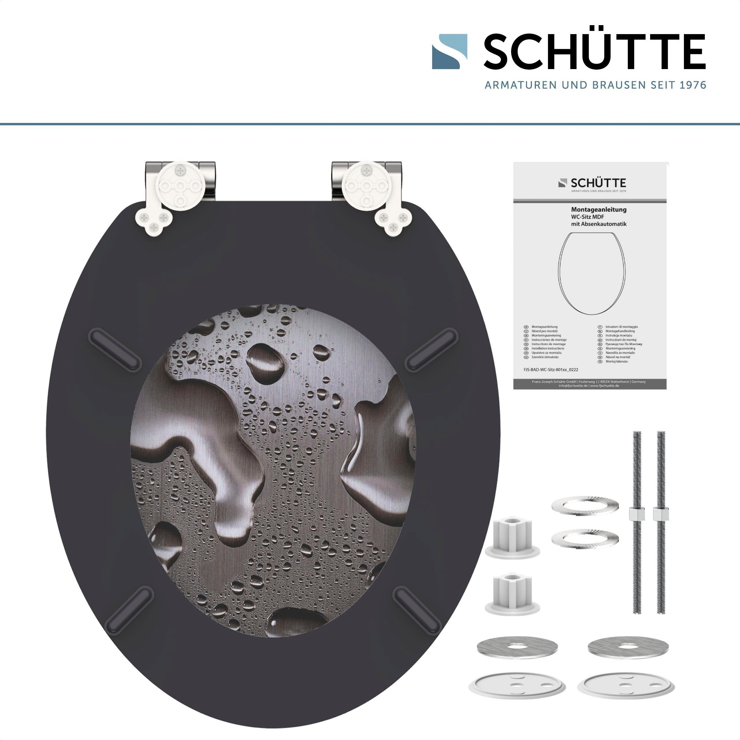 Schütte WC-Sitz Grey Steel, mit Absenkautomatik und Holzkern, MDF