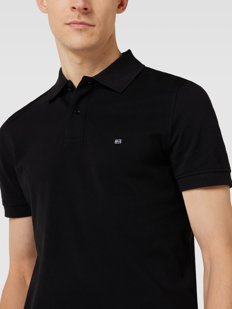 Poloshirt mit Label-Stitching in schwarz