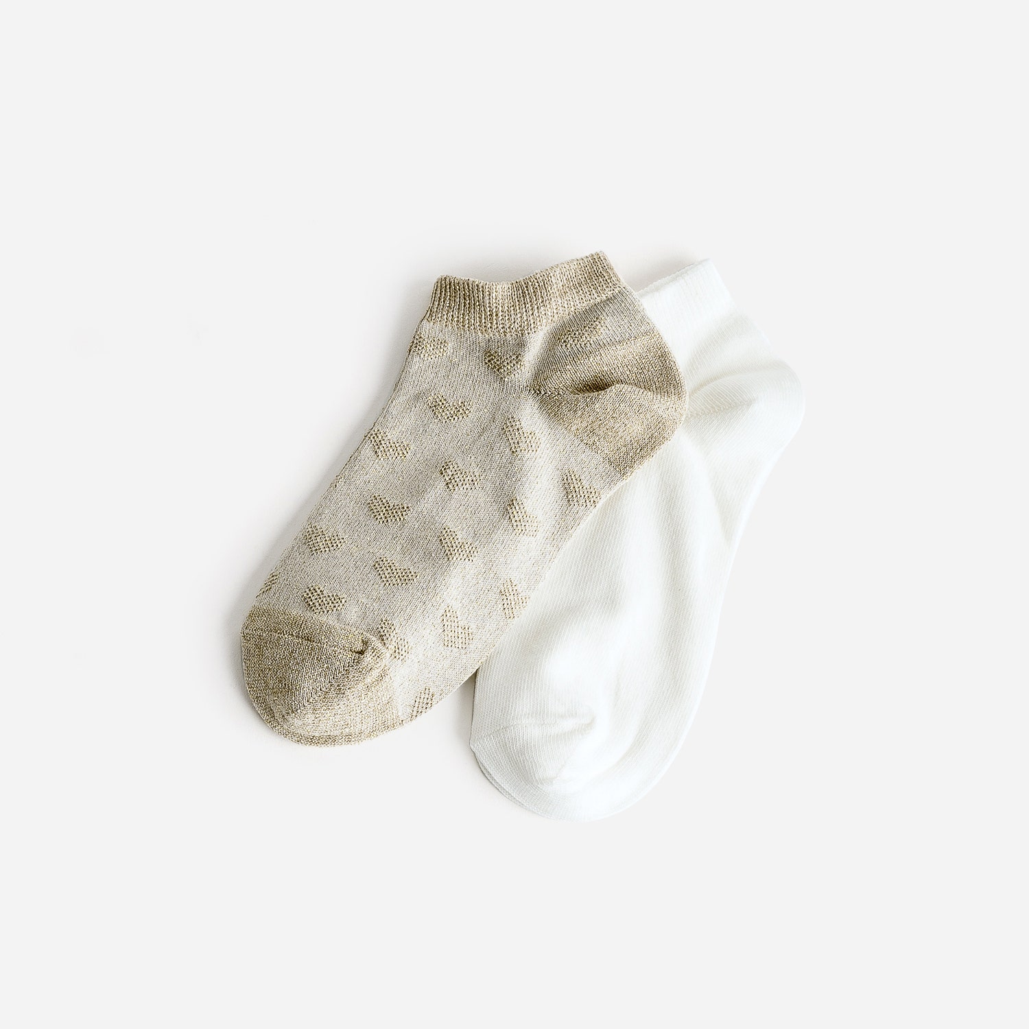 Chaussettes beige doré jacquard cœurs et écrues
