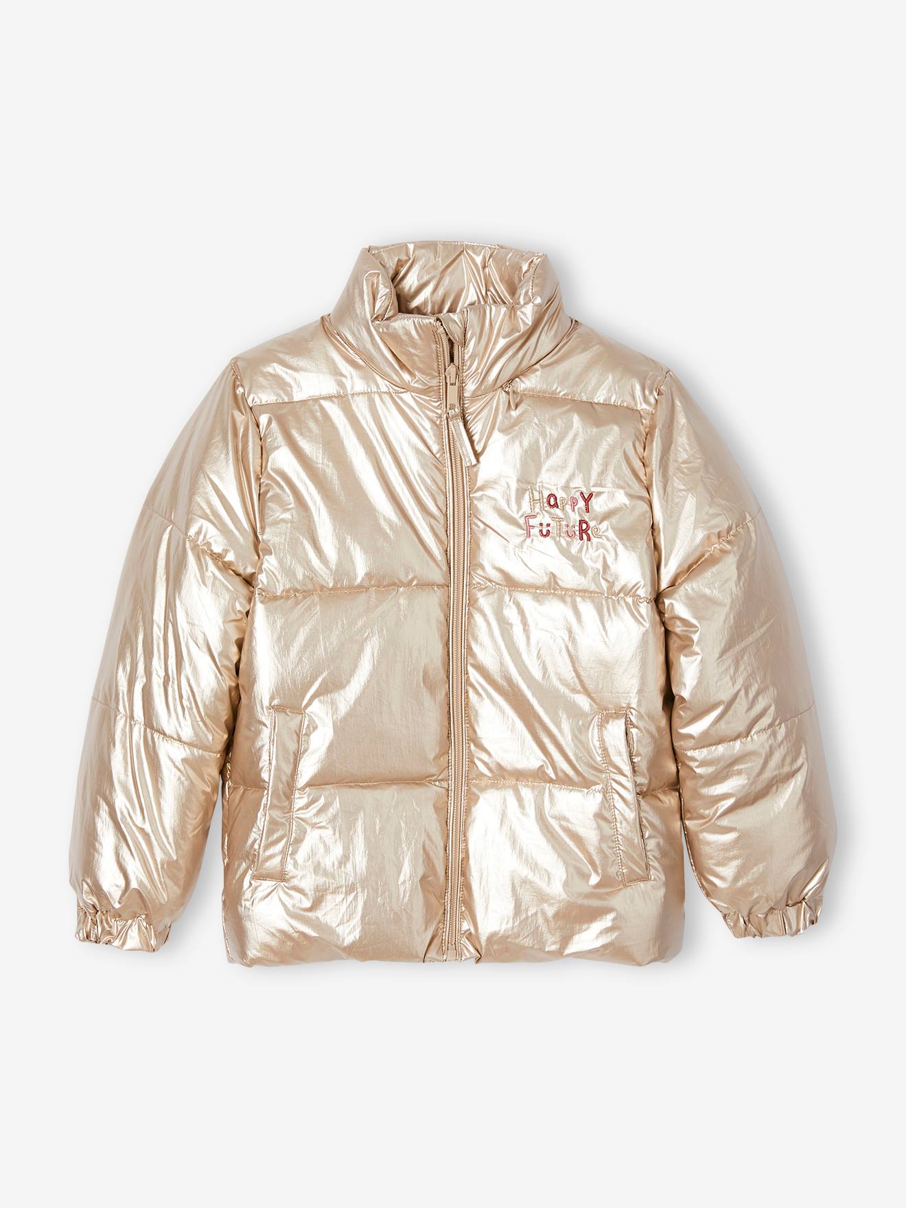 Vertbaudet Mädchen Light-Steppjacke in Metallic-Optik mit Recyclingmaterial - gold