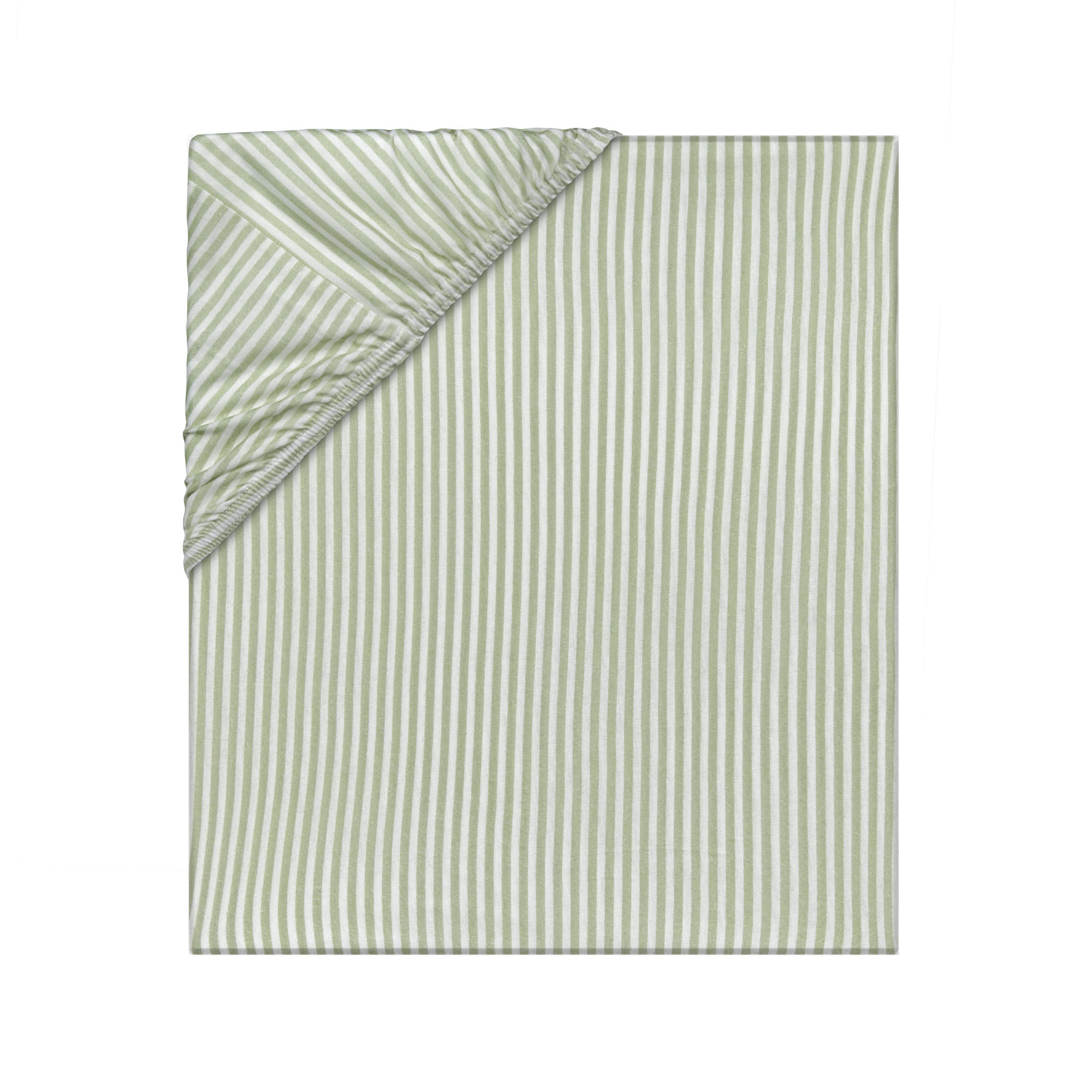Spannbettlaken Kinderbett (70 x 140 cm) - Gestreift, Oliv Milky