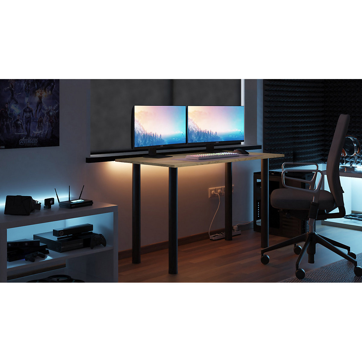 Gaming Schreibtisch mit LED Beleuchtung onesize