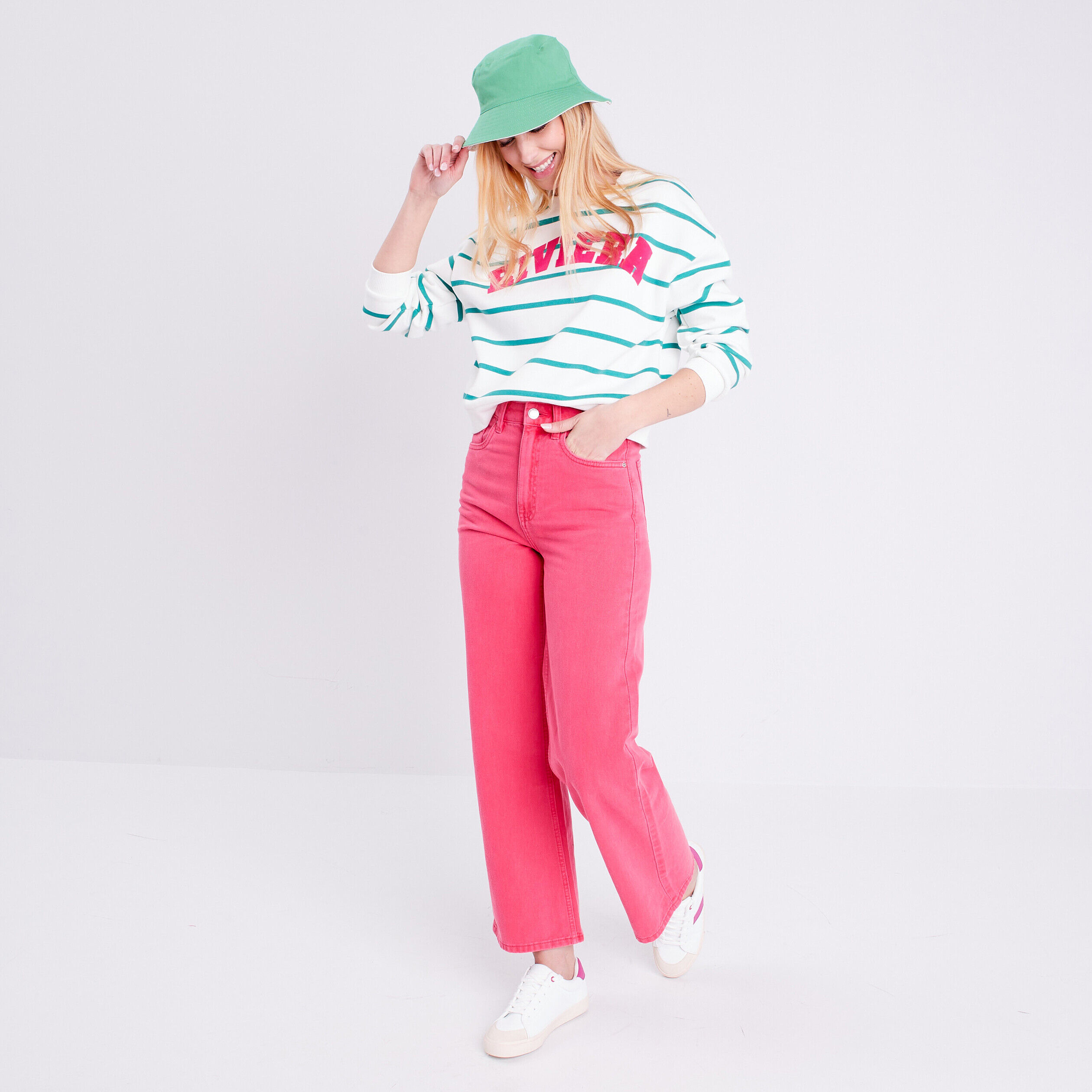 Sweat manches longues vert turquoise femme | Cache Cache