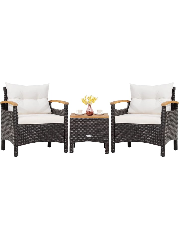 COSTWAY 3tlg. Polyrattan Gartenmöbel Set in Weiß günstig kaufen onesize