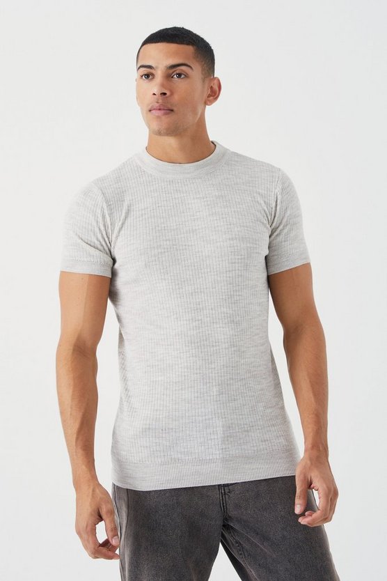 Kurzärmliges geripptes T-Shirt