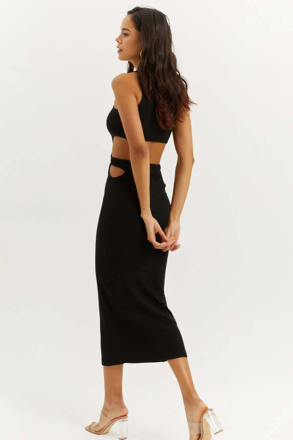 Cool & Sexy  Schwarzes rückenfreies Maxikleid für Damen B1818