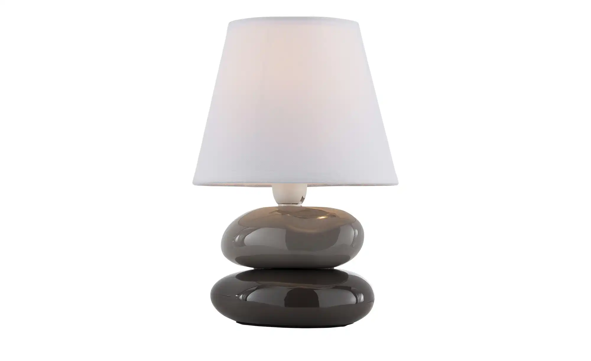levelone Tischlampe orange m. Keramikfuß, Stoffschirm