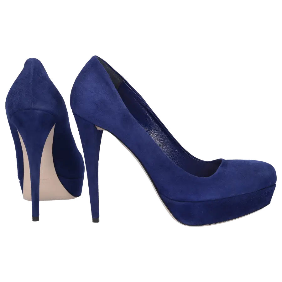Miu Miu - Plateaupumps Veloursleder - blau