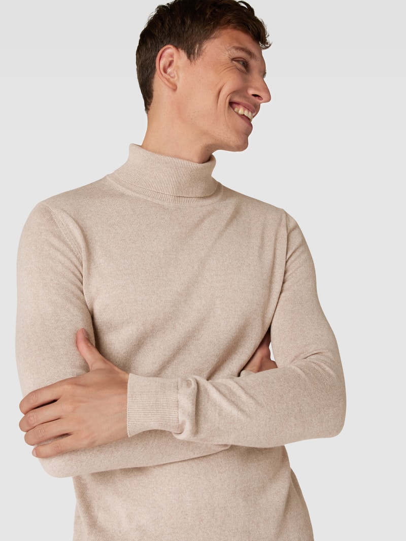 Pullover mit Stehkragen in sand meliert