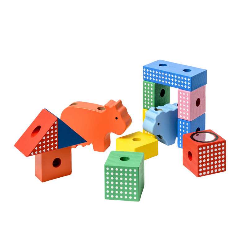 Train géant cubes et animaux en bois Oxybul