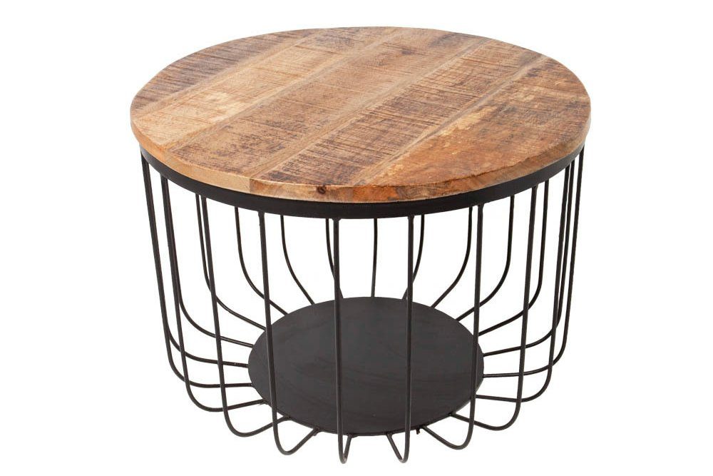 riess-ambiente Couchtisch FACTORY LOFT Ø60cm natur / schwarz (Einzelartikel, 1-St), Wohnzimmer · Mango-Massivholz · rund · Metall · handmade · Industrial
