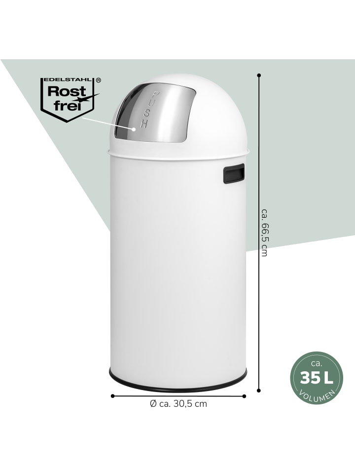 eluno Mülleimer 35 Liter Edelstahl weiß günstig kaufen onesize