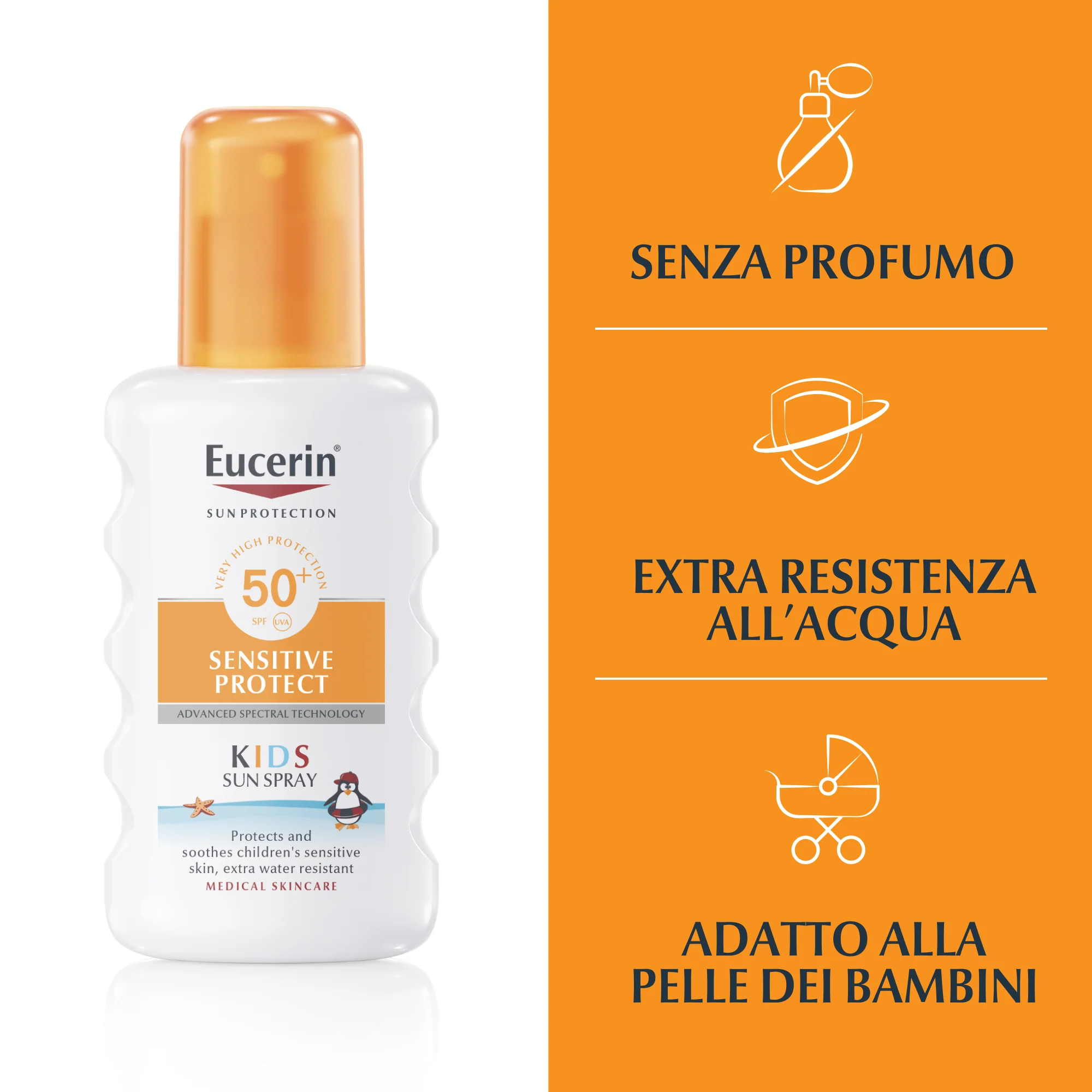 Apsauginis vaikų apsaugos nuo saulės purškiklis „Sun Protect Sensitive Protect Kids Sun Spray SPF50+“ – vaikų kremas nuo saulės, stipriai apsaugantis kūno purškiklis nuo saulės, vaikų produktai