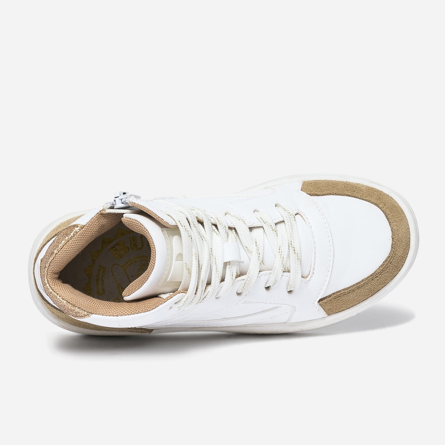 Basket BUGGY blanche bords marron