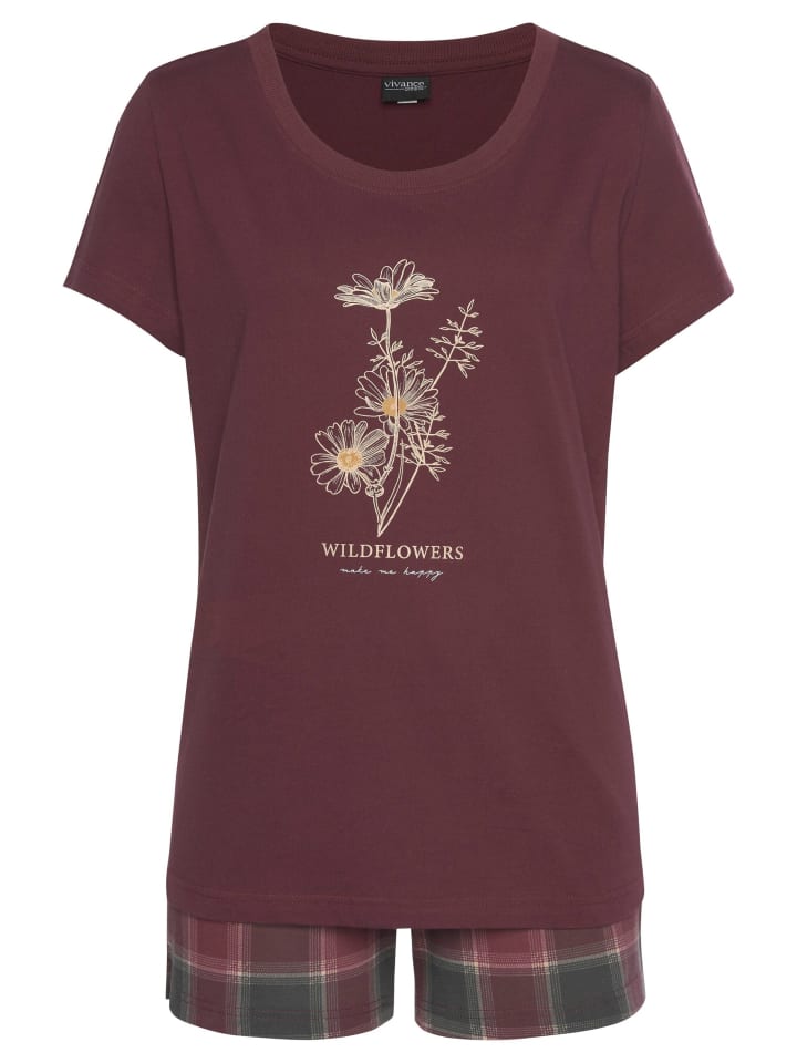 VIVANCE DREAMS Shorty in bordeaux-kariert, kariert-hellblau günstig kaufen