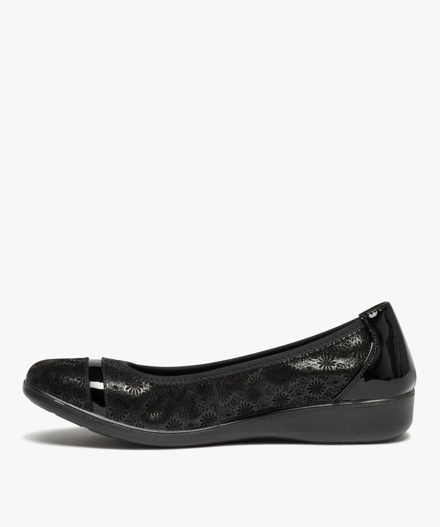 Ballerines confort femme en cuir à motifs irisés avec touc... noir | GEMO