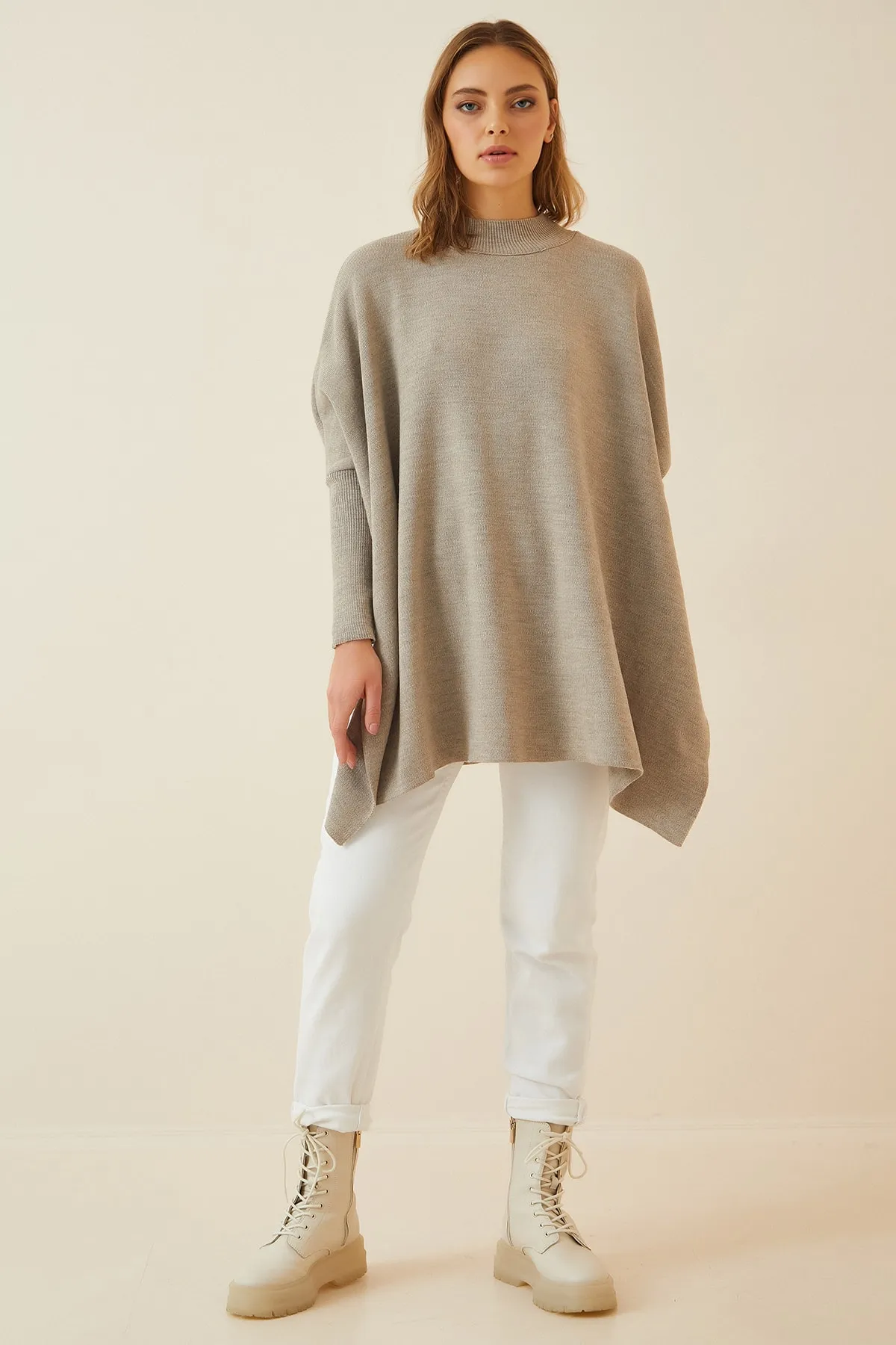 Happiness İstanbul  Pullover - Beige - Oversized