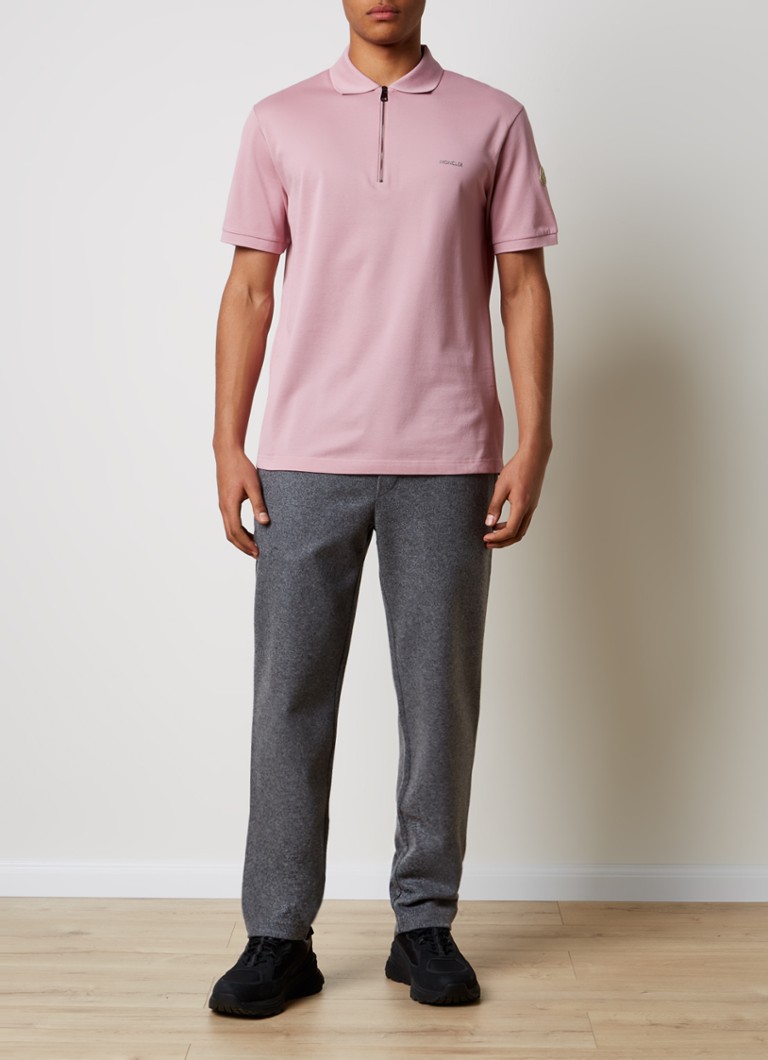Polo Moncler de corte regular em piqué de algodão com meio zíper.