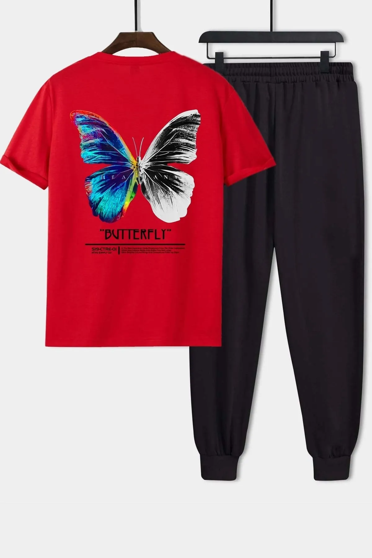 uyguntarz  Zweiteiliges Unisex-Trainingsanzugset mit Schmetterlingsdruck