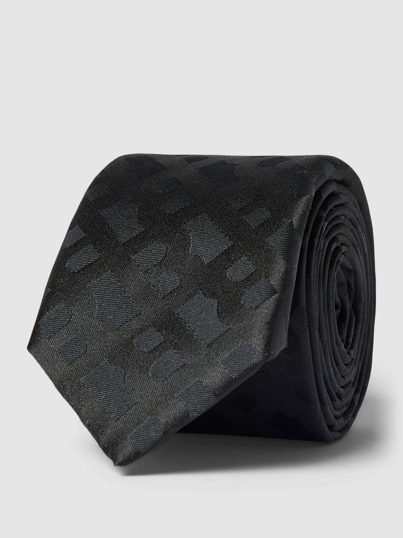 Seidenkrawatte mit Allover-Muster (6cm) in schwarz