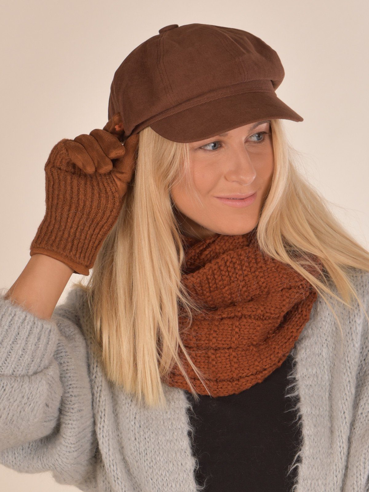 styleBREAKER Strickschal, (1-St), Strick Loop mit Karomuster