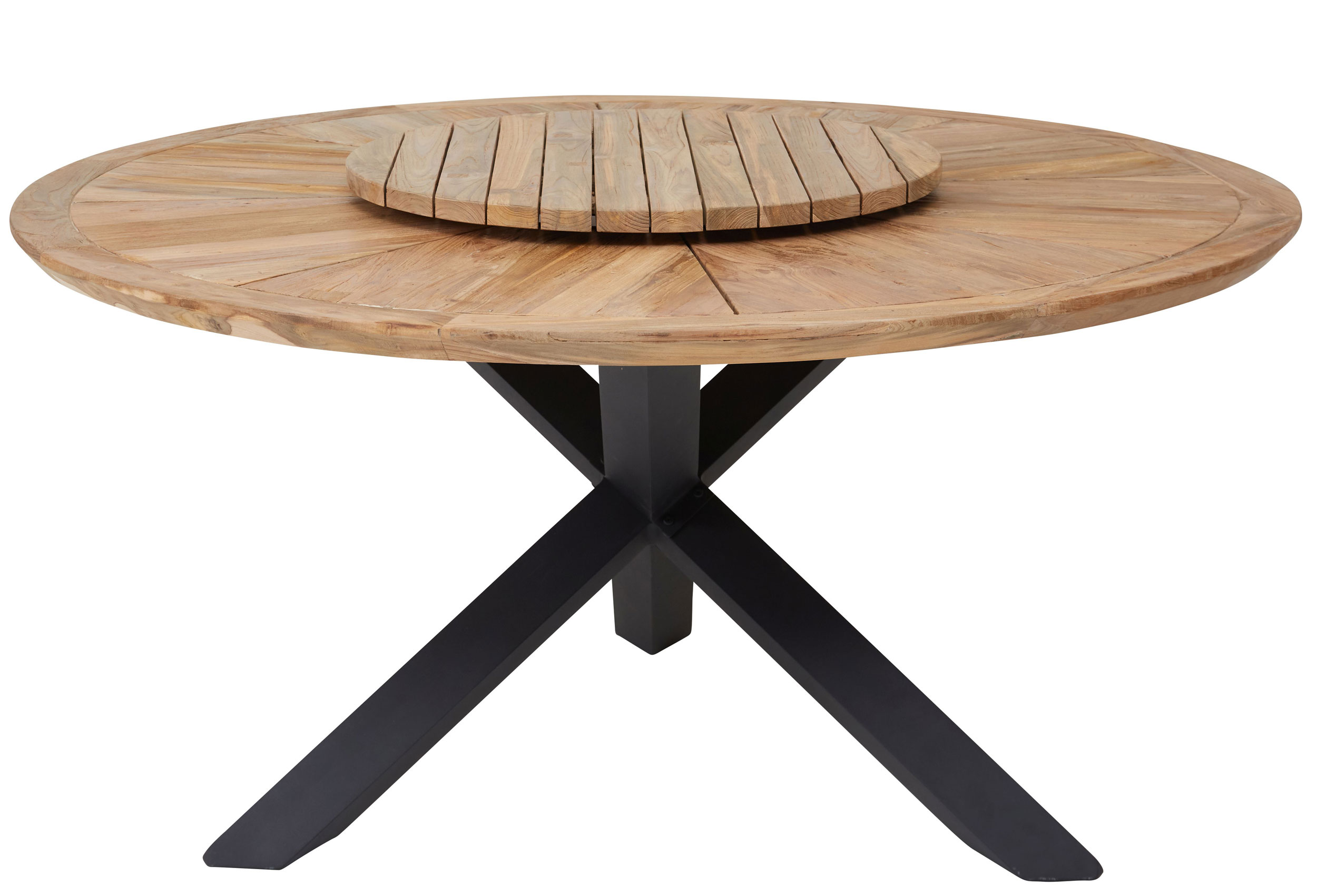OUTDOORGartentisch Teak rund X-Fuß