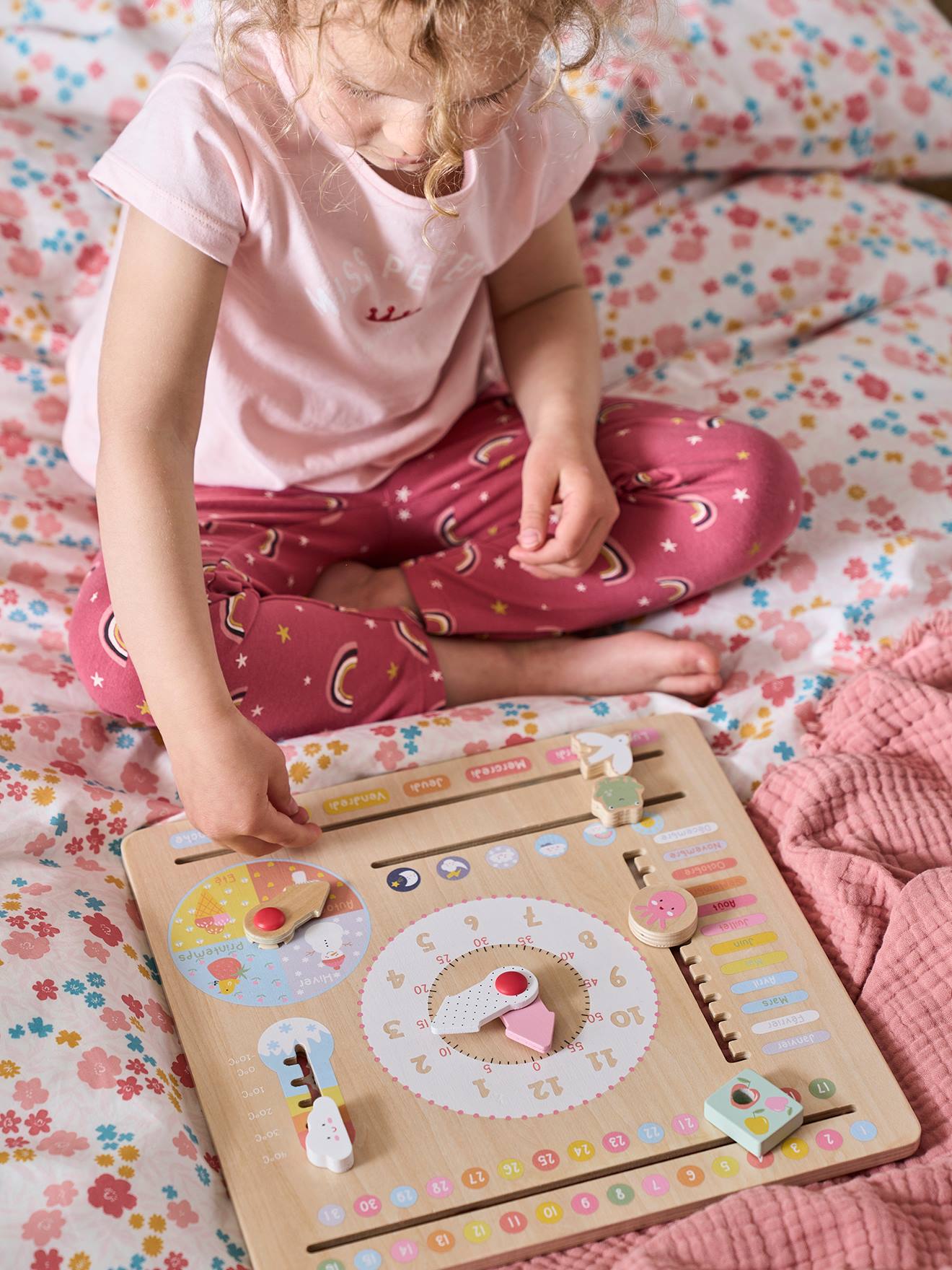 Vertbaudet Kinder Spieluhr mit Kalender, Holz FSC - mehrfarbig