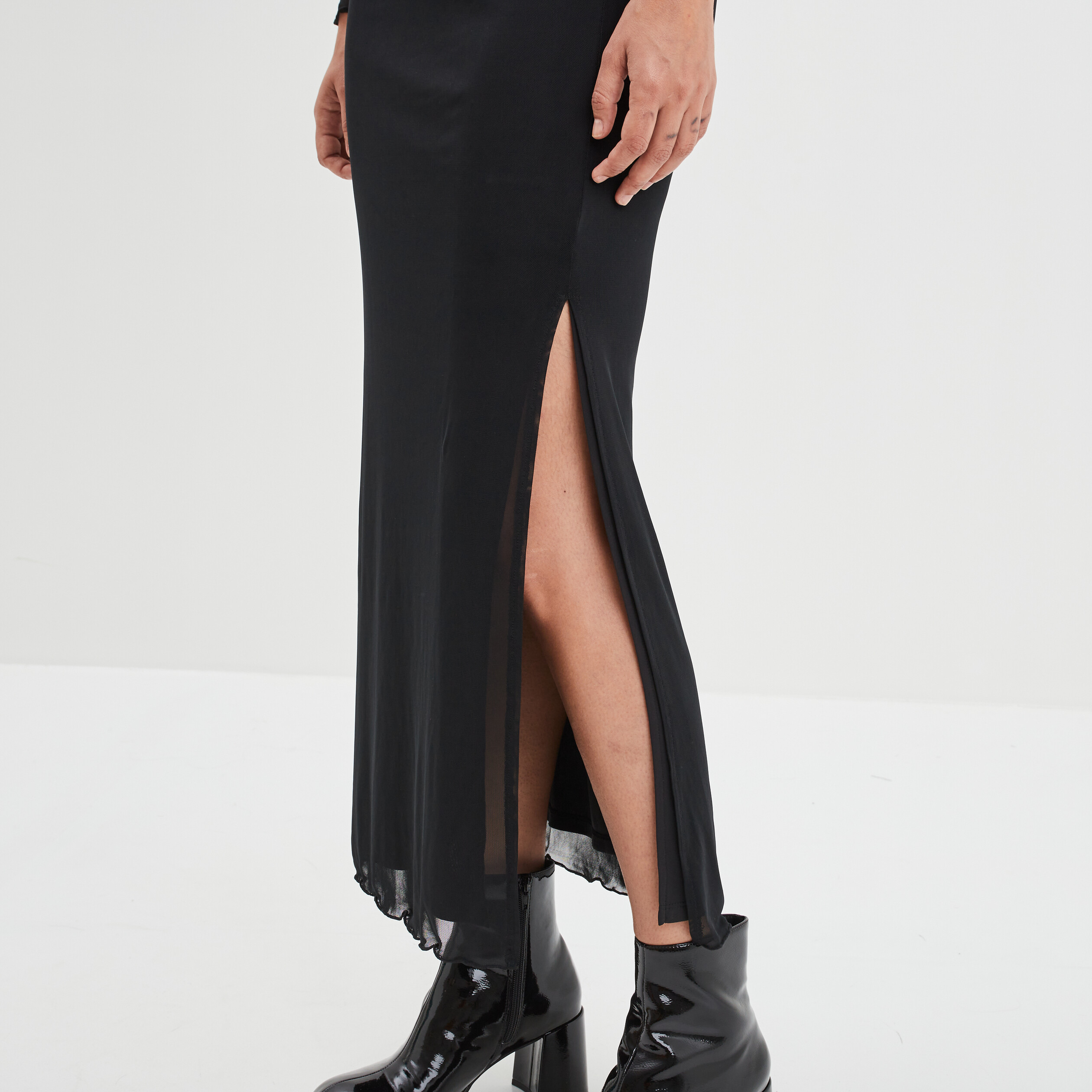 Robe longue mesh doublée Liberto noir femme | La Halle