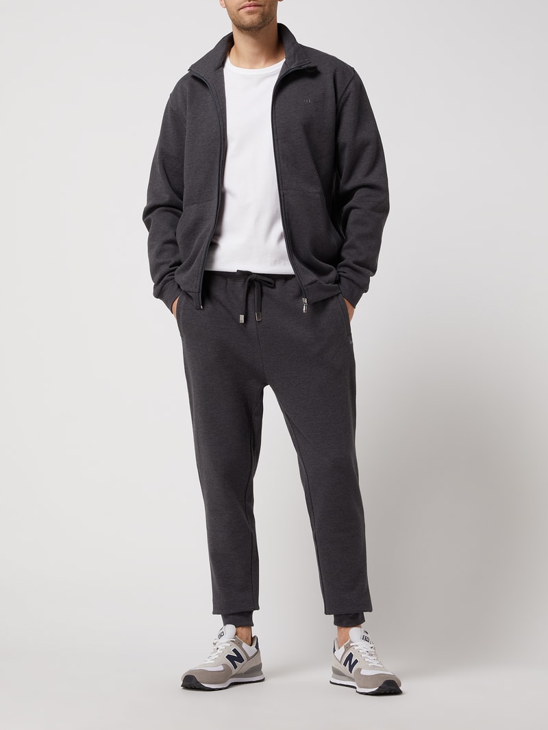 Sweatshorts mit elastischem Bund in dunkelgrau meliert