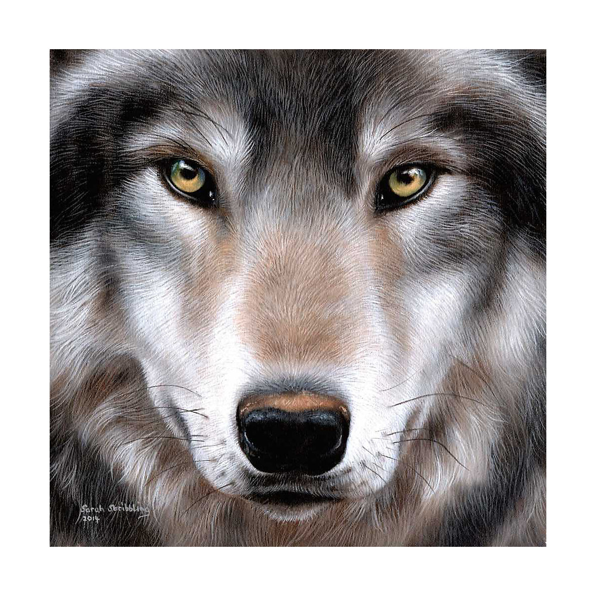 Crystal Art Kit auf Holzrahmen-Leinwand - Wolf, 30 x 30 cm