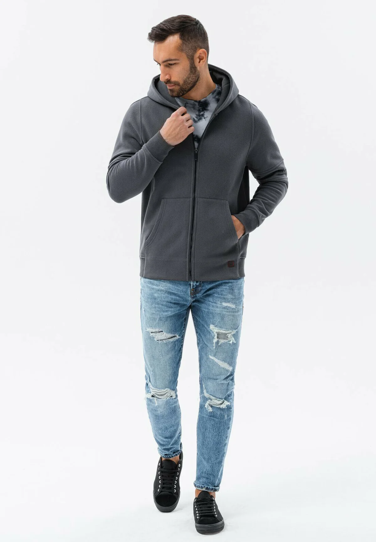 Sudadera con cremallera y estampados ombré
