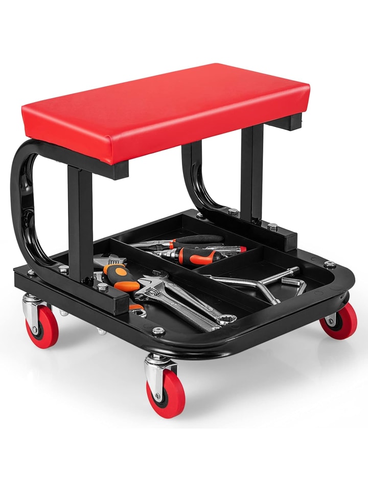 COSTWAY Werkstatthocker mit Rollen in Rot günstig kaufen onesize